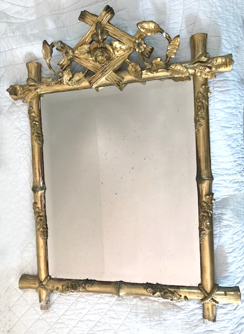 french antique small marriage mirror